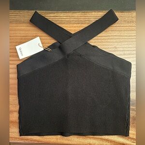 FINAL SALE! Quince Cropped Halter Ribbed Knit Tank - Black (NWT)